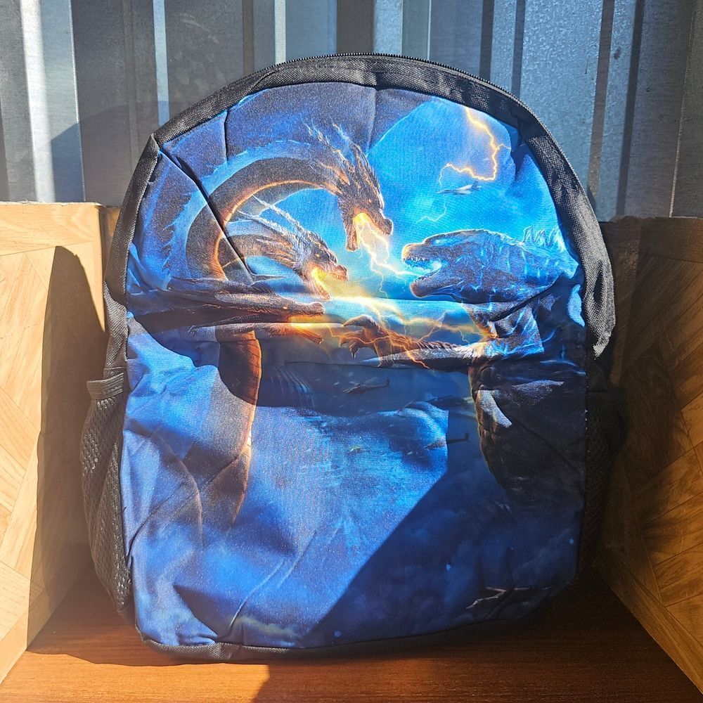 Brand New Fiery Blue Dragon Kids Backpack 3 Pieces